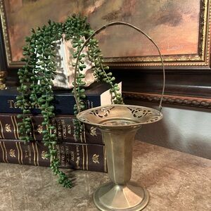 Antique Silver-Plated Brides Basket Stand / Bud Vase, Decorative Metalware